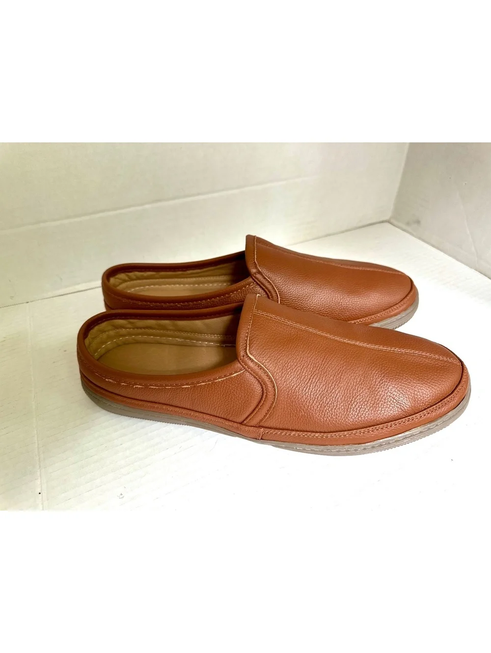 Redhead Tan/Brown Full-Grain Leather Men Slides Size 12M Brand New
